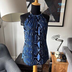Michael Kors Snake Chain Halter Top Blue Size Medium
